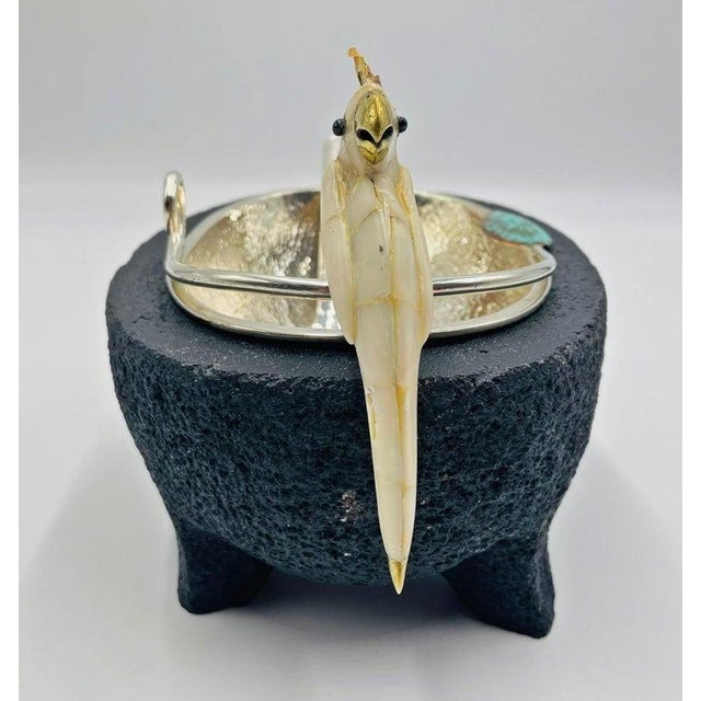 Emilia Castillo Cockatoo Silver Bowl With Volcanic Rock Base, 1980s For Sale - Image 9 of 18