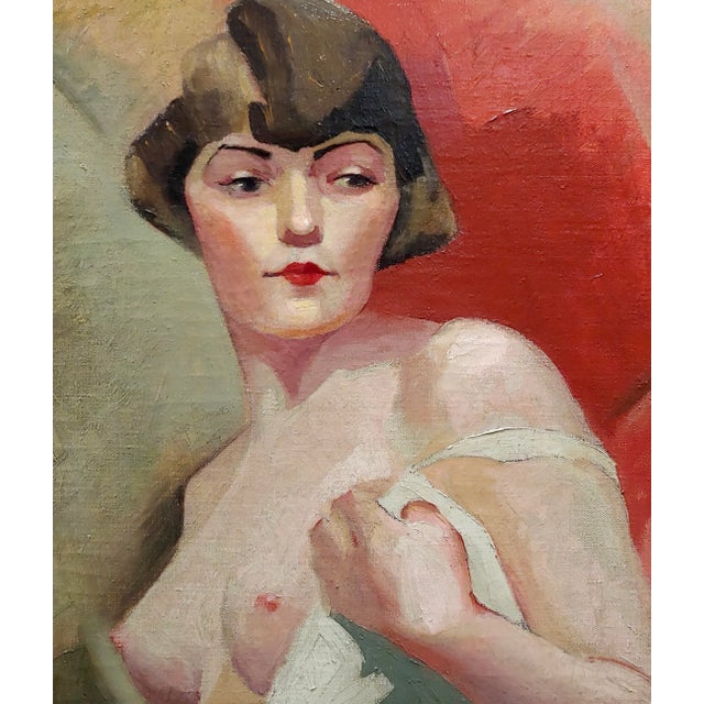 Reva Jackman Student of André Lhote 1927 Cubist Portrait of a Nude Female-Oil Painting For Sale - Image 4 of 12