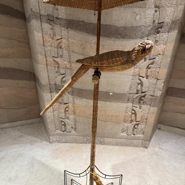 1970s Tropical Wicker Parrot Floor Lamp Attributed Mario Lopez Torres Mexico For Sale - Image 13 of 15