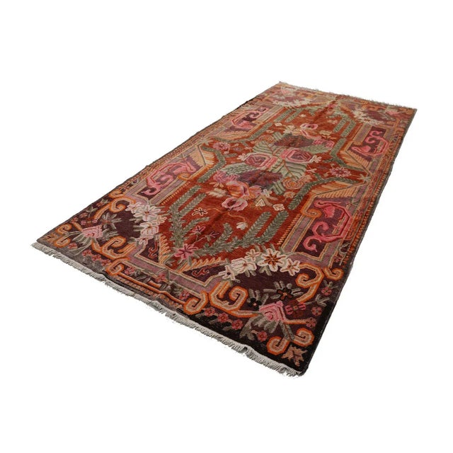 French Vintage Area Rug | Samarkand Rug | Floral Colorful Rug For Sale - Image 3 of 10