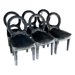 Set of 6 Romo Velvet Dining Chairs For Sale