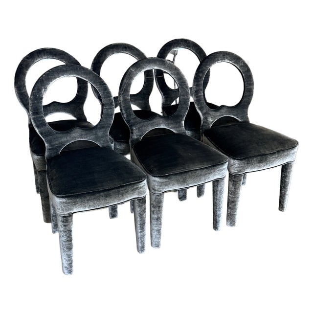 Set of 6 Romo Velvet Dining Chairs For Sale