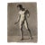 Antique French Academic Male Nude Portrait Study Charcoal Life Drawing For Sale