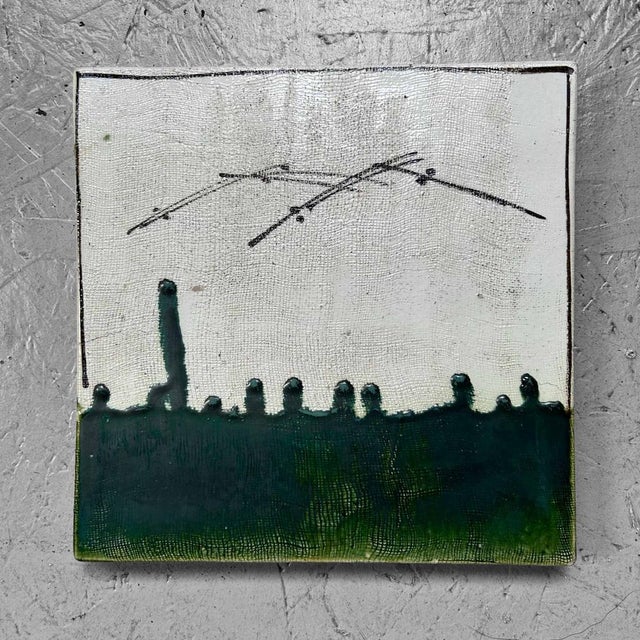 Taisho Oribe-Ware Toban Ceramic Tea Ceremony Tile, Japan, 1920s For Sale - Image 13 of 15