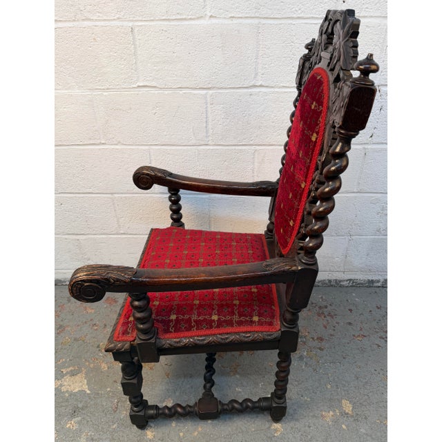Brown Renaissance Revival Hand Carved Oak Dining Chairs For Sale - Image 8 of 17
