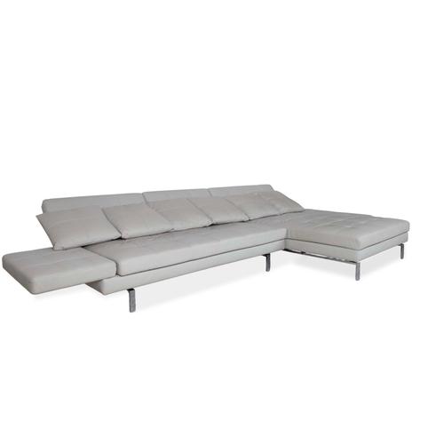 Modern Amber Leather Corner Sofa with Manual Function from Brühl For Sale - Image 3 of 14