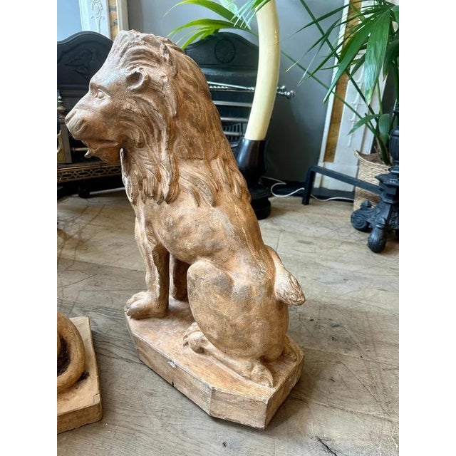 Antique Terracotta Lion Sculptures, 1880s, Set of 2 For Sale - Image 15 of 18