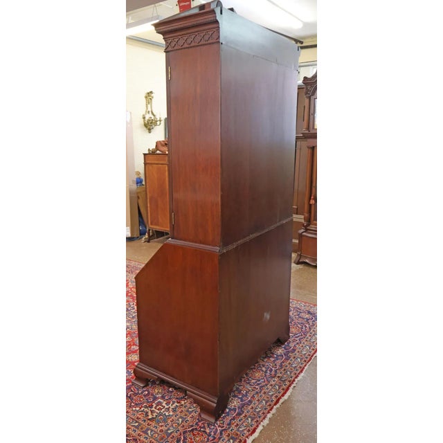 1990s Kindel Furniture National Trust Collection Mahogany Carved Secretary Desk For Sale - Image 5 of 18