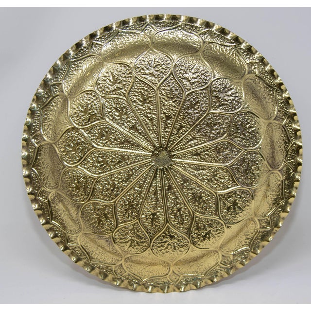 Moroccan Brass Tray Moorish Islamic Metalwork 13 Inches Diameter For Sale - Image 10 of 12