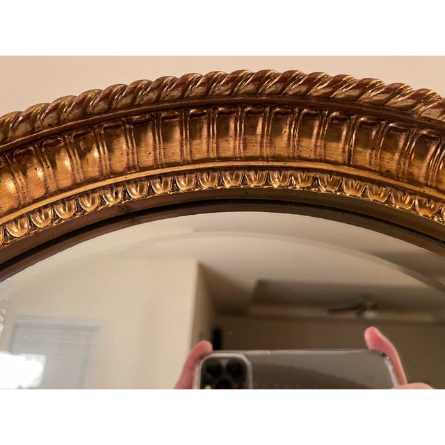 Vintage Large Oval French Style Carolina Mirror Co. Beveled Glass