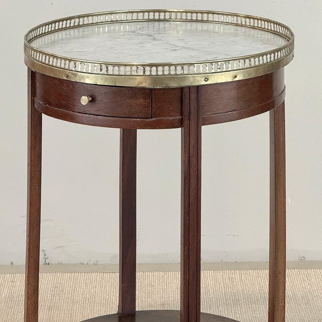 Oxblood Red Louis XVI Mahogany Table ~ Gueridon With Carrara Marble and Brass For Sale - Image 8 of 18