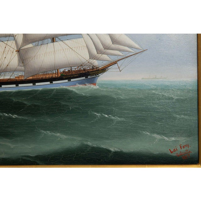 China Trade Painting of Ship “County of Caithness” by Lai Fong Ca. 1897 For Sale - Image 6 of 18