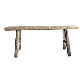 Late 20th Century Elm Wood Skinny Bench For Sale
