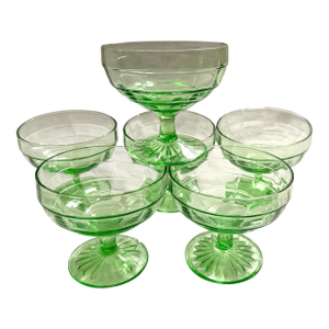 Anchor Hocking "Block Optic Green" Dessert Cups-Set of 6