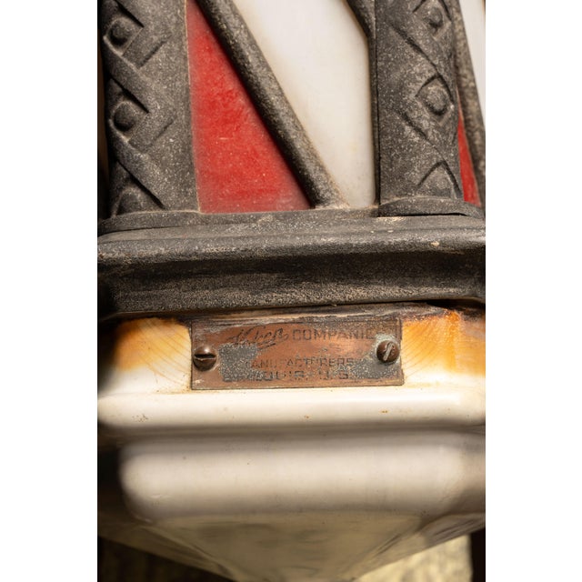 1920s Koken Stained-Glass Illuminated Wall-Mounted Barber Pole For Sale - Image 14 of 15