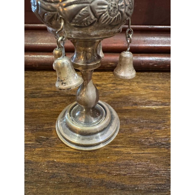 1950s Antique Sterling Silver Spice Tower- English Hallmarks- Judaica For Sale - Image 5 of 8