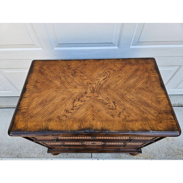 Wood English William and Mary Style Three Drawer Chest or Side Table For Sale - Image 7 of 15