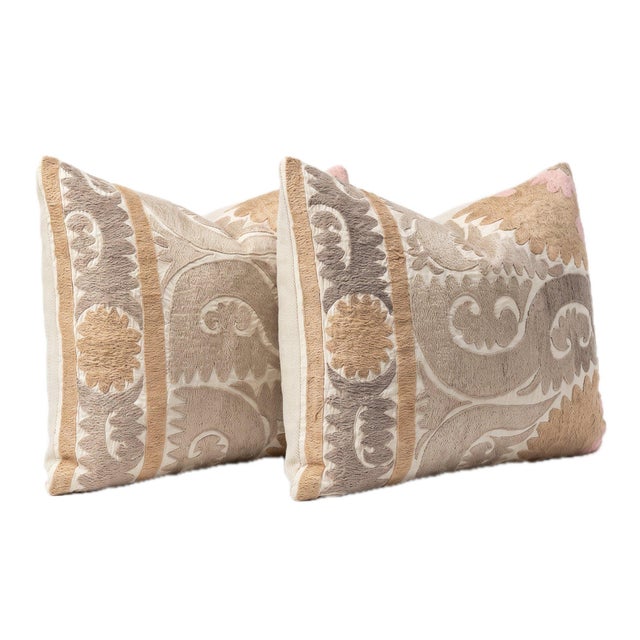 This beautiful 22'' x 26'' hand-embroidered Suzani pillow cover set was made from authentic Uzbek cotton fabric. The...