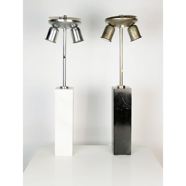 Italian Lamps in White and Black Marble from Maison Jansen, 1960s, Set of 2 For Sale - Image 13 of 18