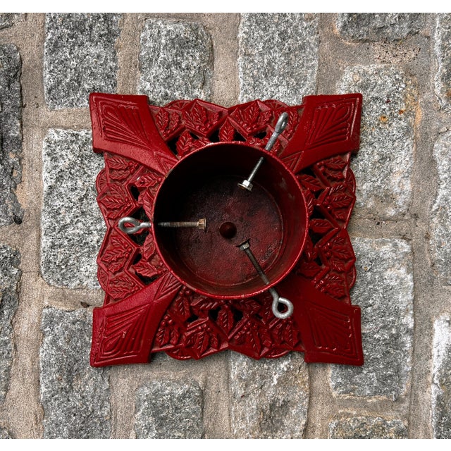 Vintage Wrought Iron Christmas Tree Stand With Holly Design For Sale In New York - Image 6 of 7