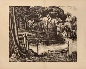 Diego Pettinelli, Landscape, Lithograph on Paper, 1937