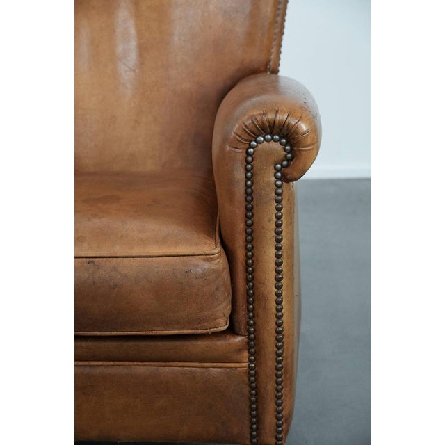 Vintage Brown Sheepskin Armchair For Sale - Image 9 of 14