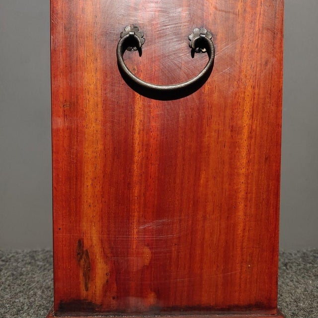 Brown 1990s Rosewood Five‑Drawer Jewelry Cabinet, Hand‑Made Mortise‑Tenon Storage Chest Chinoiserie For Sale - Image 8 of 9