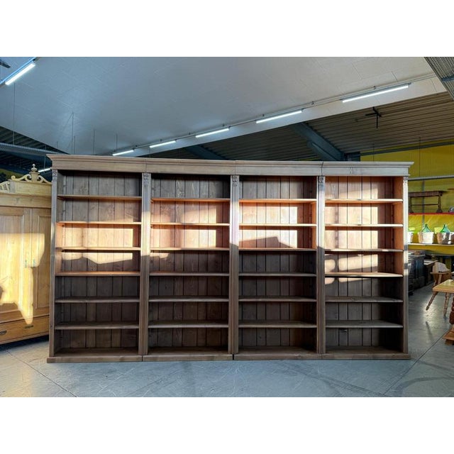 Wood Large Bookcase in Spruce Wood For Sale - Image 7 of 18