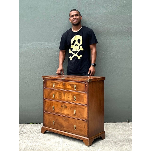 Vintage George 1 Walnut Flip Top Bachelors Chest For Sale - Image 9 of 12