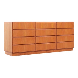 Komfort Mid Century Danish Teak 12 Drawer Lowboy Dresser For Sale