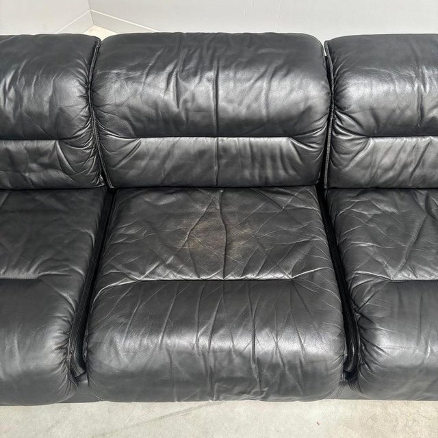 Three-Seater Sofa in Black Leather by Dreipunkt, 1970s For Sale - Image 12 of 18
