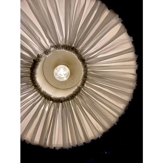 Metal Large Brass Pendant Lamp with Fabric, 1970s For Sale - Image 7 of 12