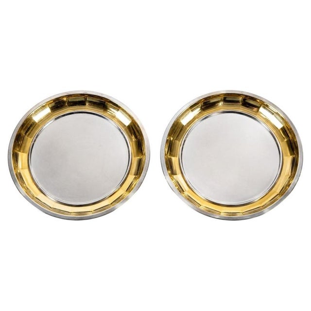 Gold Stainless Steel and 24-Karat Gold-Plated Oro Zecchino Trays from Gottinghen, 1970s, Set of 2 For Sale - Image 8 of 8