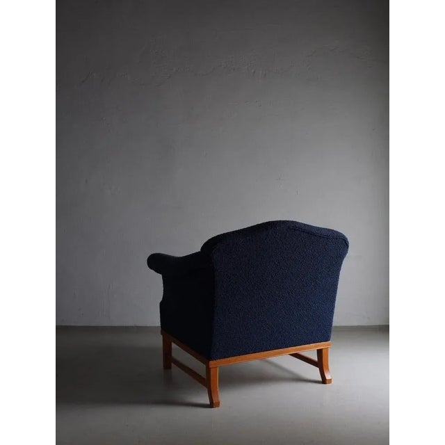 Navy Boucle Lounge Chair, Sweden, 1940s For Sale - Image 6 of 11