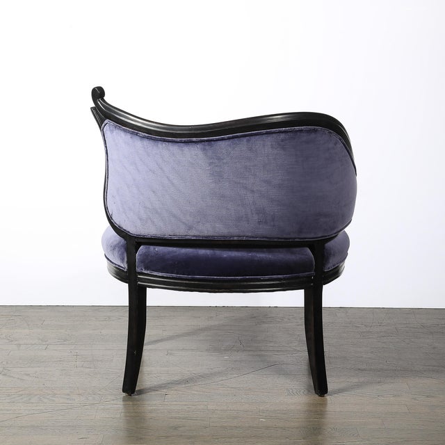 Pair of Art Deco Asymmetrical Fluted Curvilinear Ebonized Walnut Lounge Chairs For Sale - Image 12 of 18