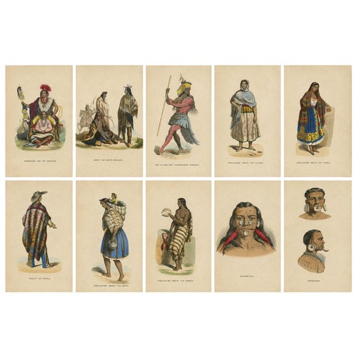 European School Artist, Indigenous Peoples of the Americas, 1852, Print, Set of 10 For Sale