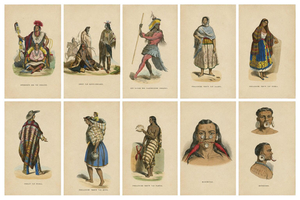 European School Artist, Indigenous Peoples of the Americas, 1852, Print, Set of 10