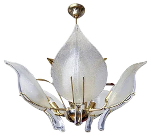 Italian Murano Glass and Brass Chandelier by Archimede Seguso for Seguso, 1960s