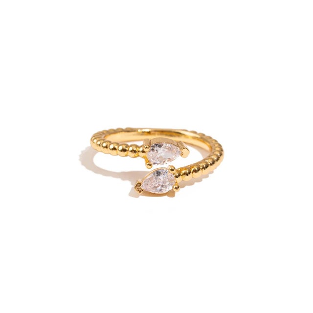 Early 21st Century Diamond Teardrop Glow Gold Adjustable Ring, Size 8 For Sale - Image 5 of 6