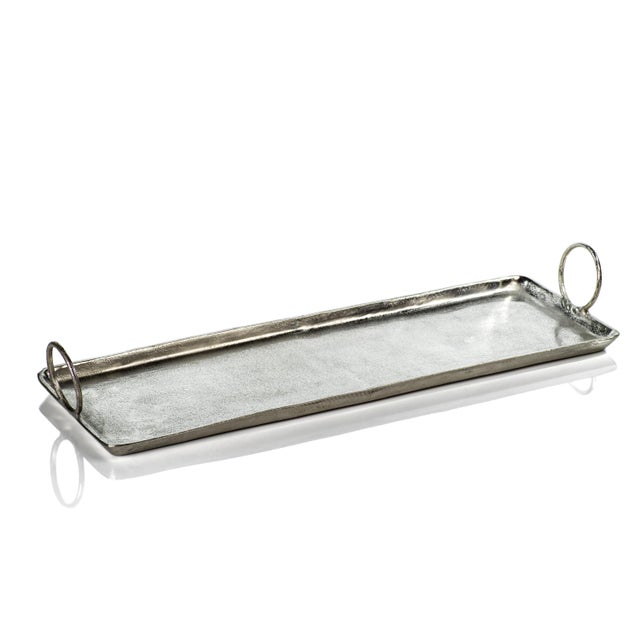 Decorate a console or coffee table with our Tadao Metal Tray. Made from aluminum with loop side handles, this long...
