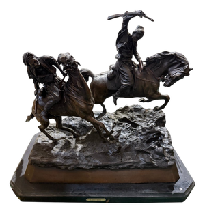 Lanchay, Dramatic Equestrian Battle Scene, Bronze
