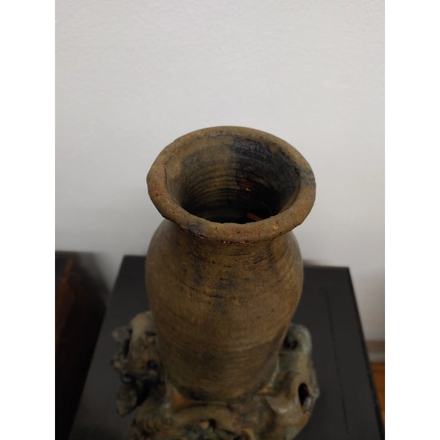 Mid 20th Century Vintage New York Artisan Organic Free Form Stoneware Vase For Sale - Image 5 of 8