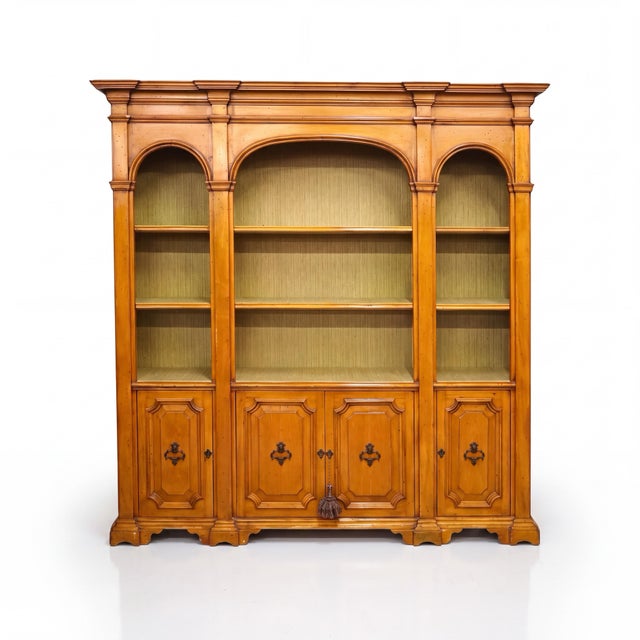 1970s 1970s Italian Neoclassical Style Fruitwood Library Bookcase Cabinet 3 Pcs. For Sale - Image 5 of 7