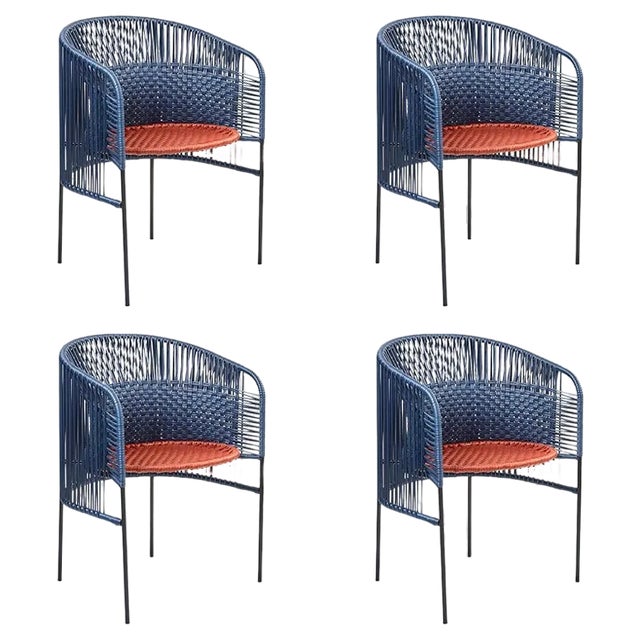 Blue Caribe Chic Dining Chairs by Sebastian Herkner, Set of 4 For Sale