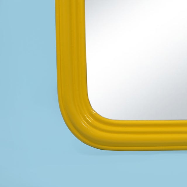 1970s Vintage 1970s French Rococo Yellow Mirror For Sale - Image 5 of 5