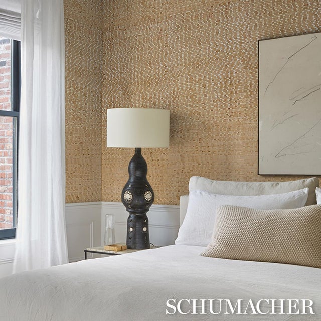 Schumacher SAMPLE - Schumacher Etti Waterlily Wallpaper In Warm Gold For Sale - Image 4 of 4