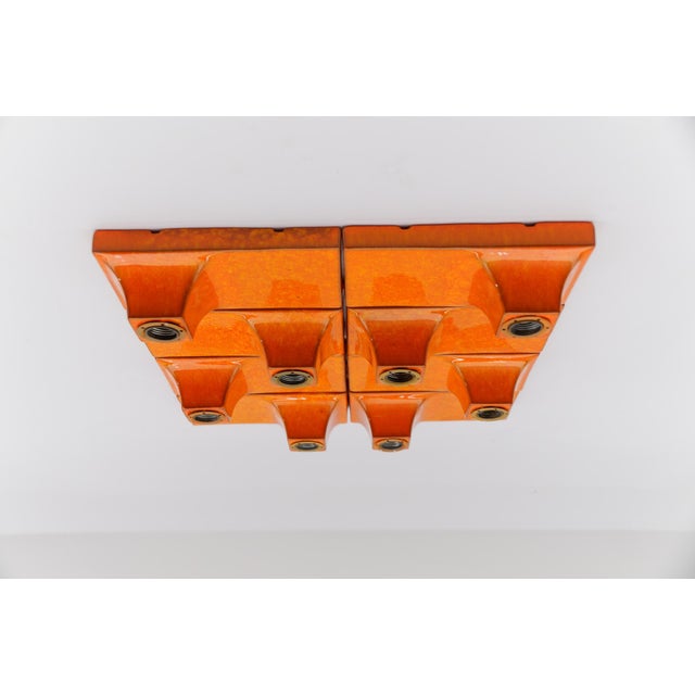 Mid-Century Modern Orange Ceramic Wall Lights from Waldi, 1960s, Set of 8 For Sale - Image 13 of 18