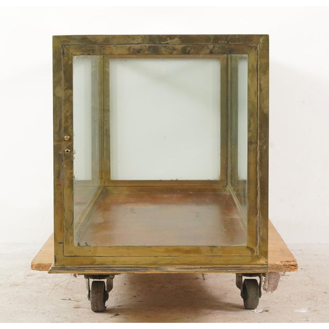 Wood Vintage European Brass Frame Tabletop Display Case For Sale - Image 7 of 9