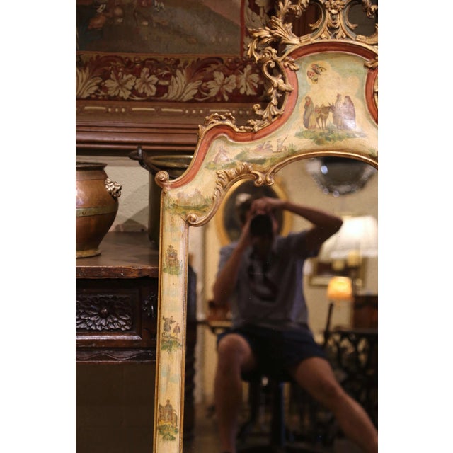 Late 19th Century 19th Century Italian Louis XV Style Giltwood Painted Rococo Wall Mirror For Sale - Image 5 of 7