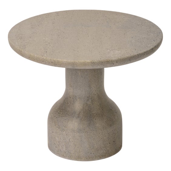 Peso Minimalist Round Side Table in Limestone by Depping & Jørgensen For Sale
